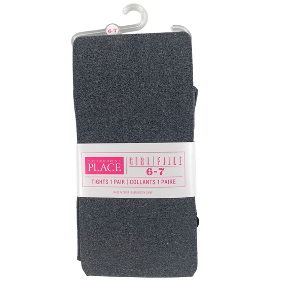 NWT The Children's Place Heather Grey Tights Size 6-7 - Picture 1 of 5